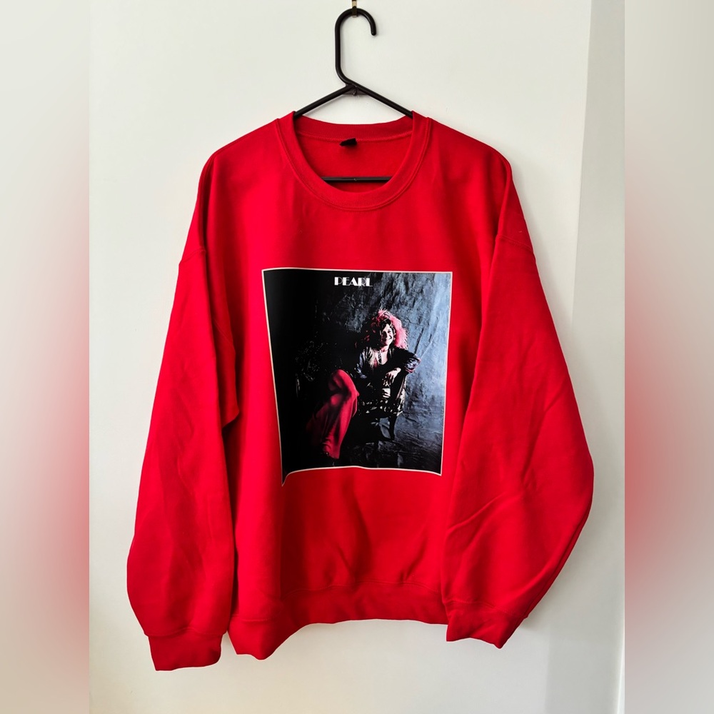 Janice Joplin  Red Graphic Crewneck Sweatshirt